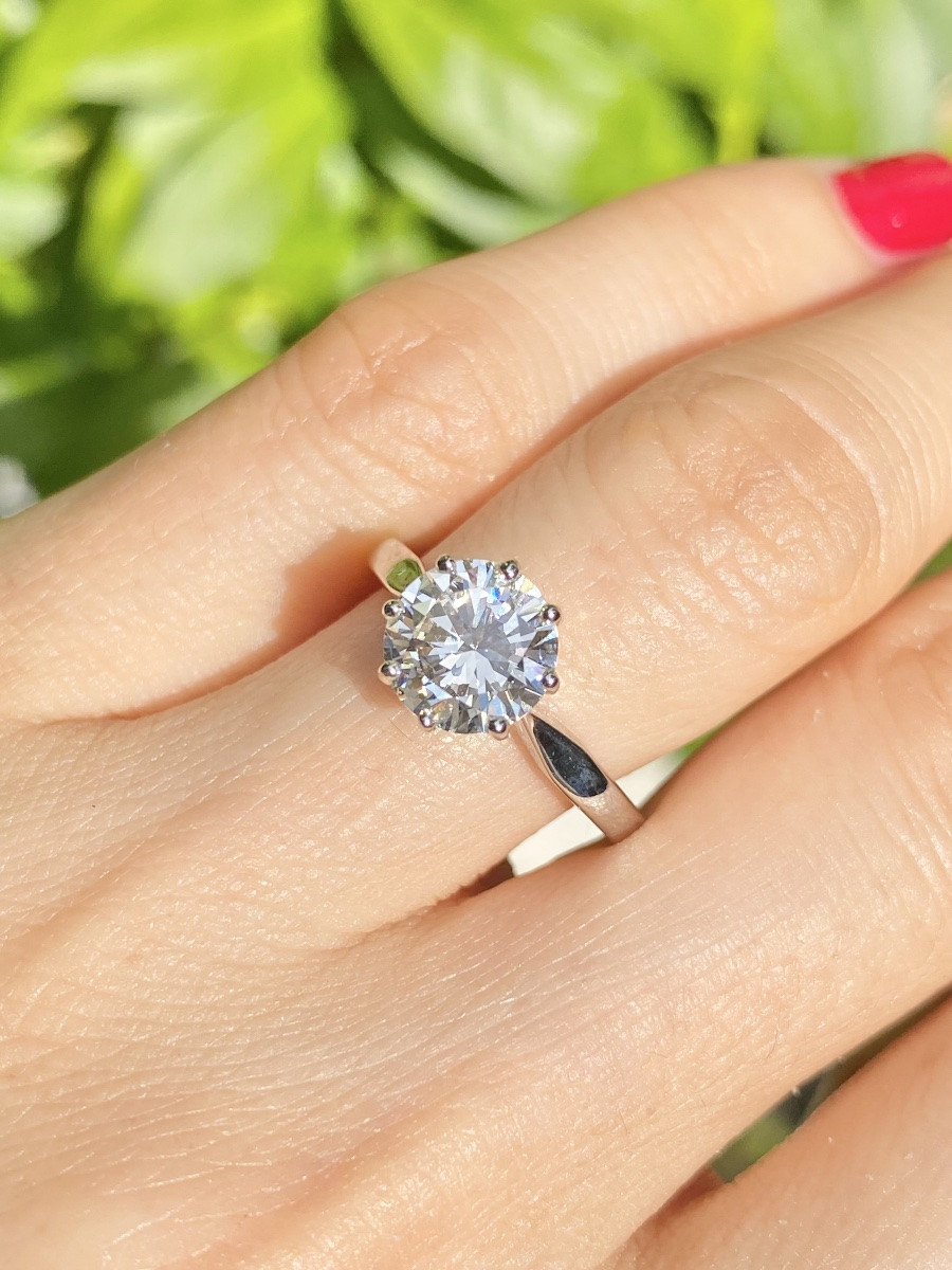 Bague solitaire en or blanc 18k (750) ornée d'un diamant 1,46 ct-photo-3