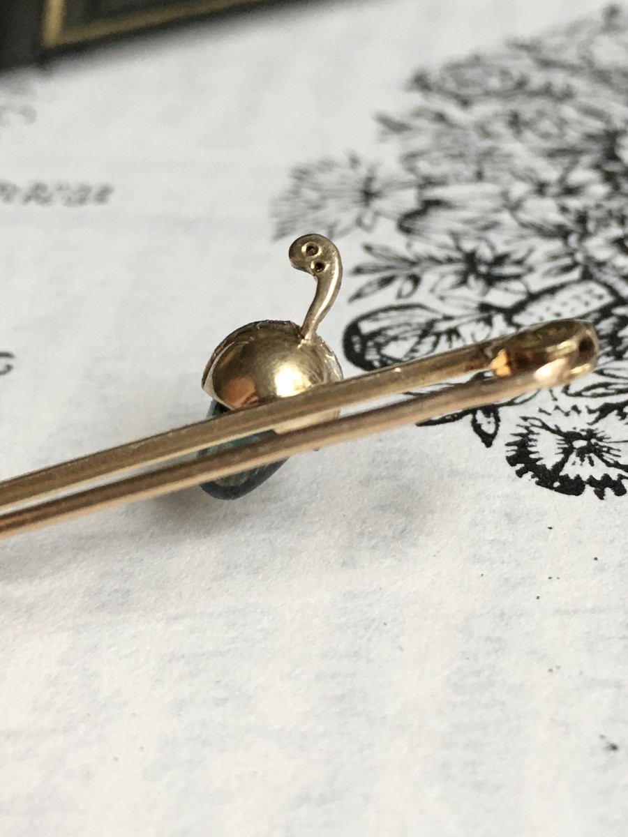 Victorian Brooch In 18k Yellow Gold With Sapphire And Diamonds -photo-2