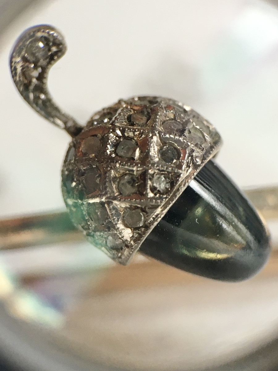 Victorian Brooch In 18k Yellow Gold With Sapphire And Diamonds -photo-4