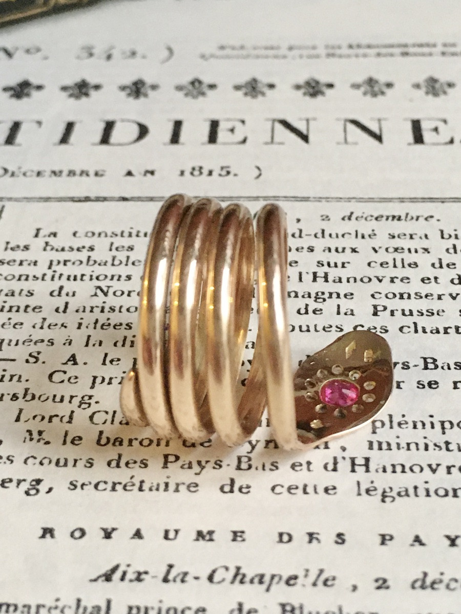 Bague ancienne en or rose 18K en forme de serpent-photo-4