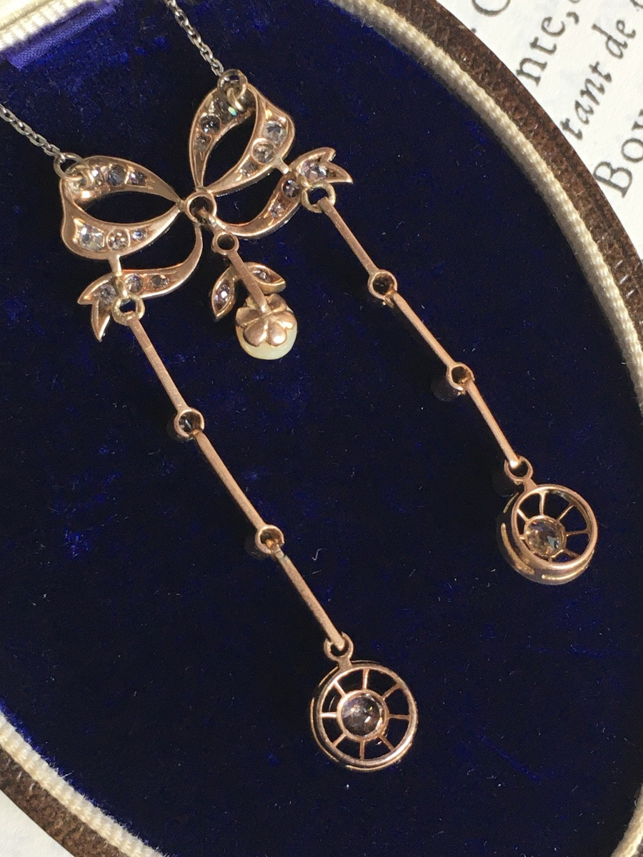 Collier négligé Belle Époque en or jaune 18K -photo-4