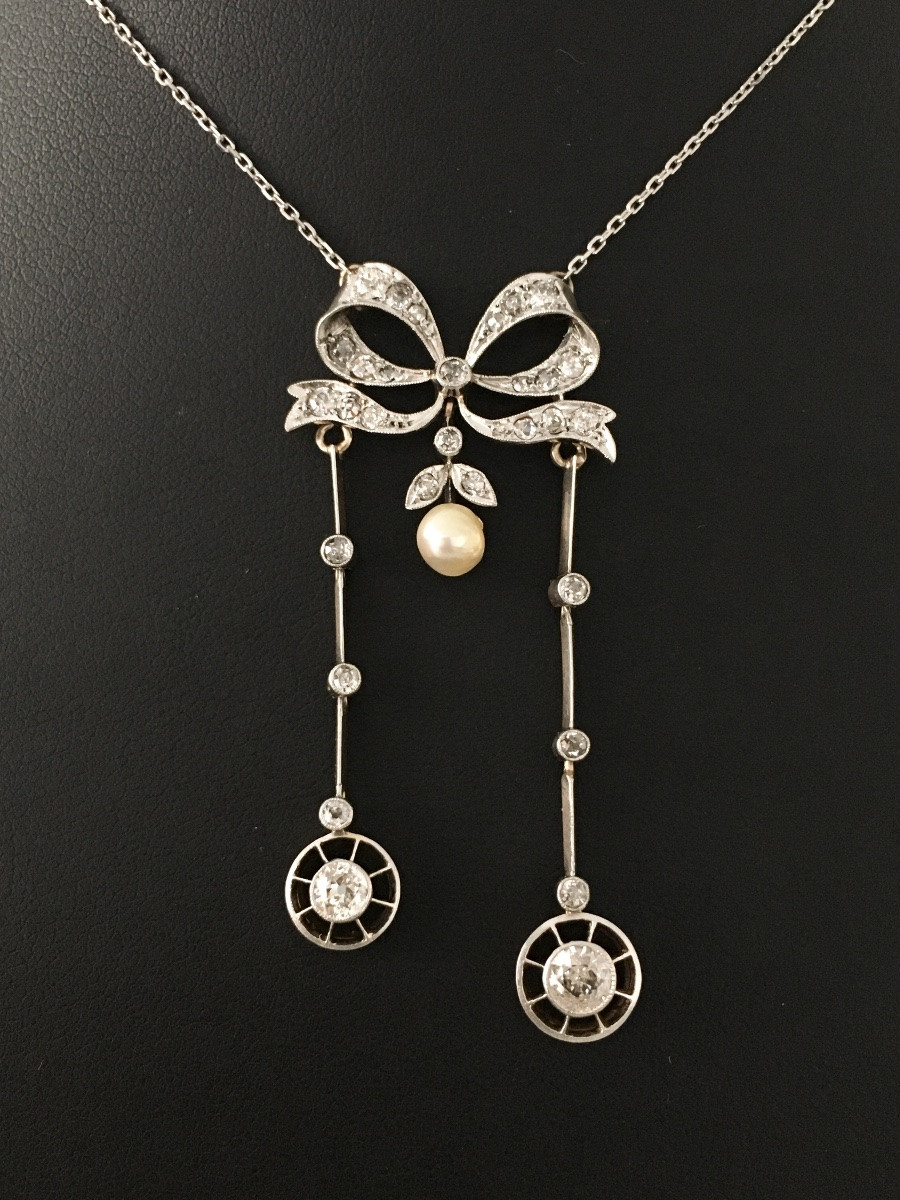 Collier négligé Belle Époque en or jaune 18K -photo-7