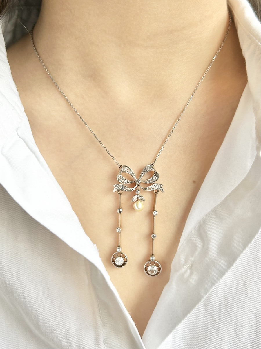 Collier négligé Belle Époque en or jaune 18K -photo-8