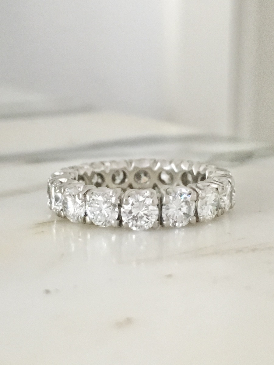 Bague alliance américaine en platine et diamants -photo-2