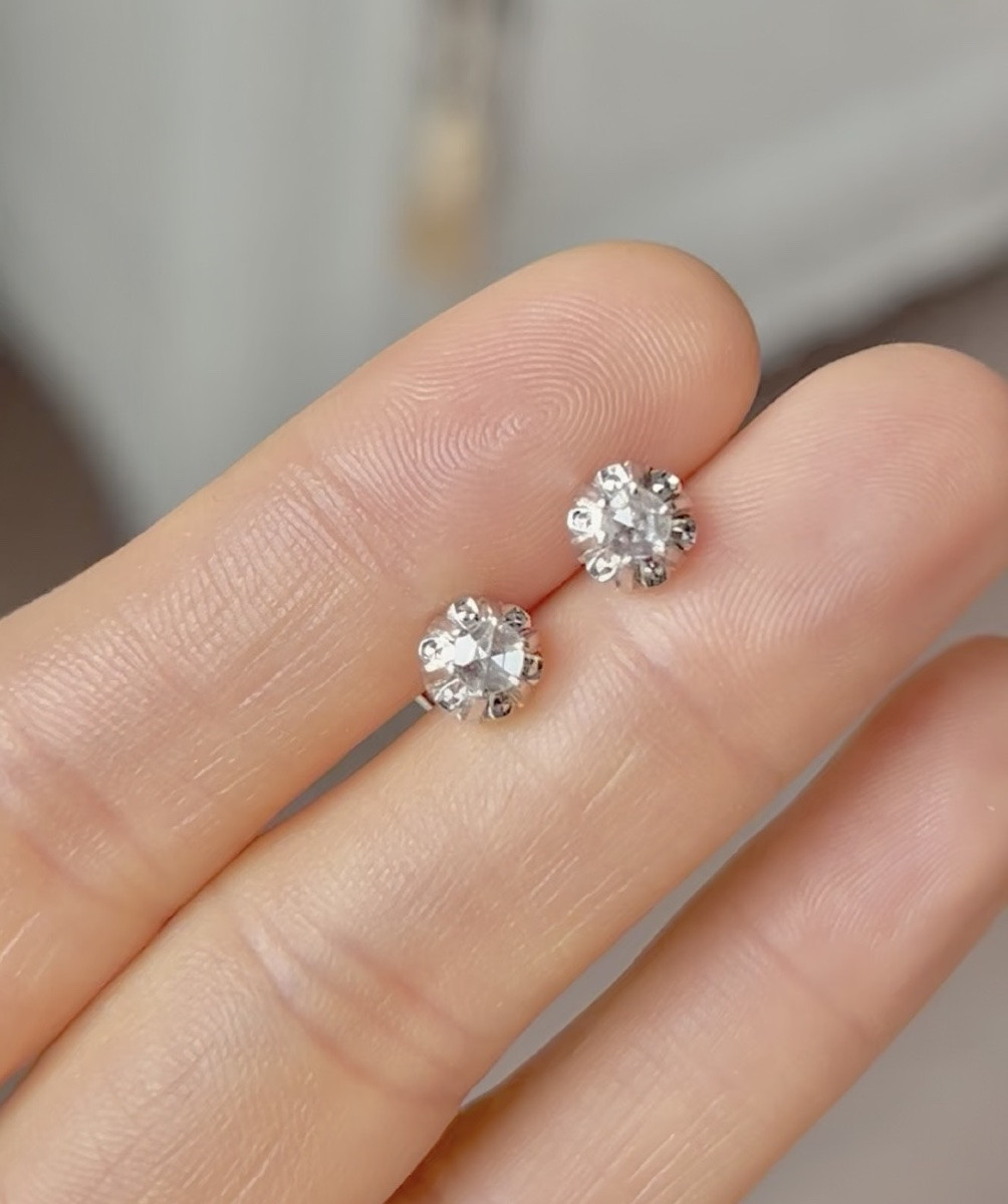 Puces d’oreilles en or blanc 18K et diamants -photo-5