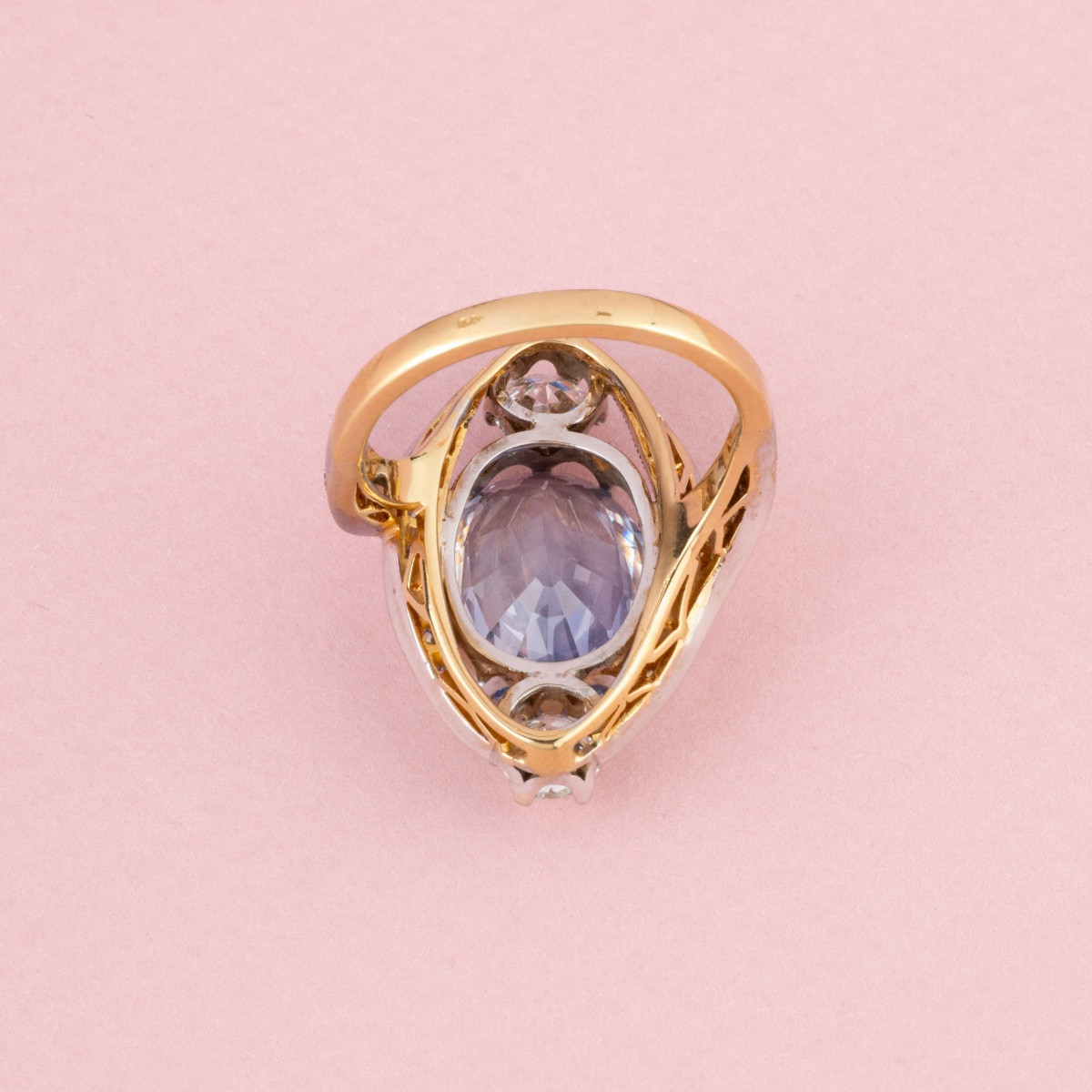 Important Belle époque Style Ring In 18k Gold With An Unheated Ceylon Sapphire -photo-1
