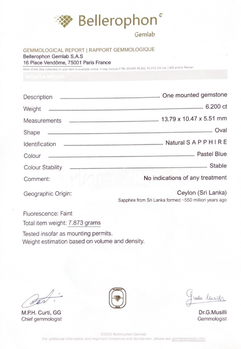 Important Belle époque Style Ring In 18k Gold With An Unheated Ceylon Sapphire -photo-7