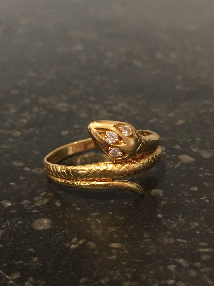 Bague vintage en or jaune 18K en forme de serpent-photo-4