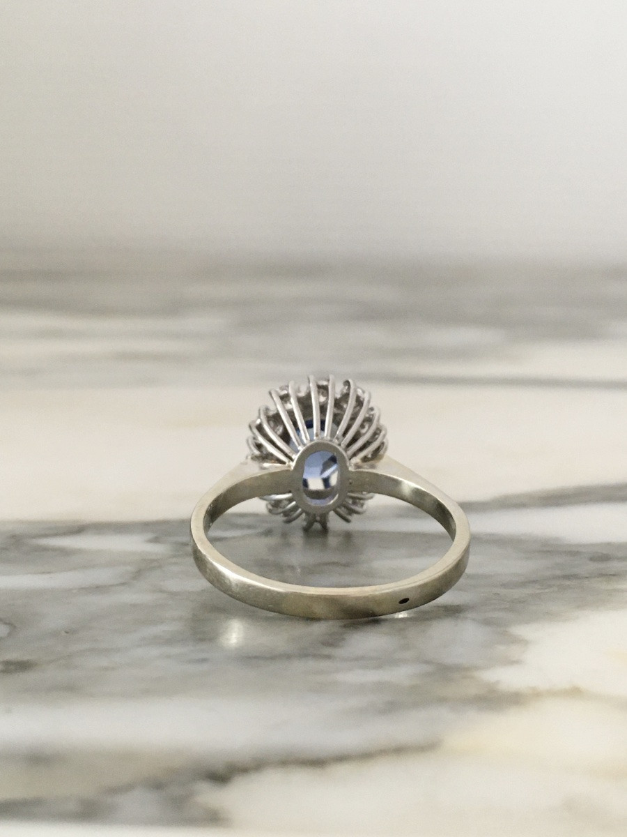 Pompadour Ring In 18k White Gold And Platinum With A Ceylon Sapphire -photo-4