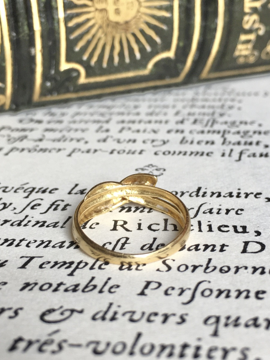 18k Yellow Gold Ring In The Shape Of A Coiled Snake-photo-4