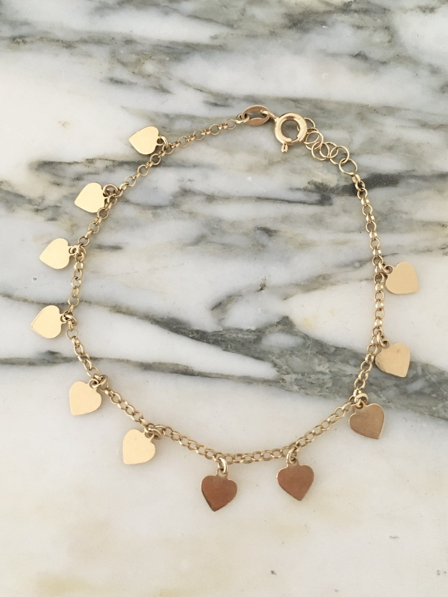 18k Yellow Gold Heart Bracelet -photo-2