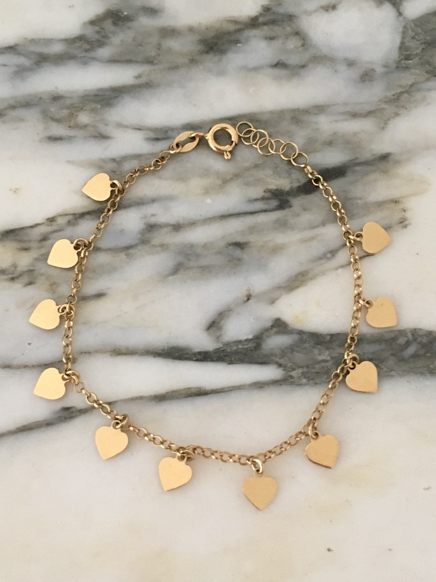 18k Yellow Gold Heart Bracelet -photo-3
