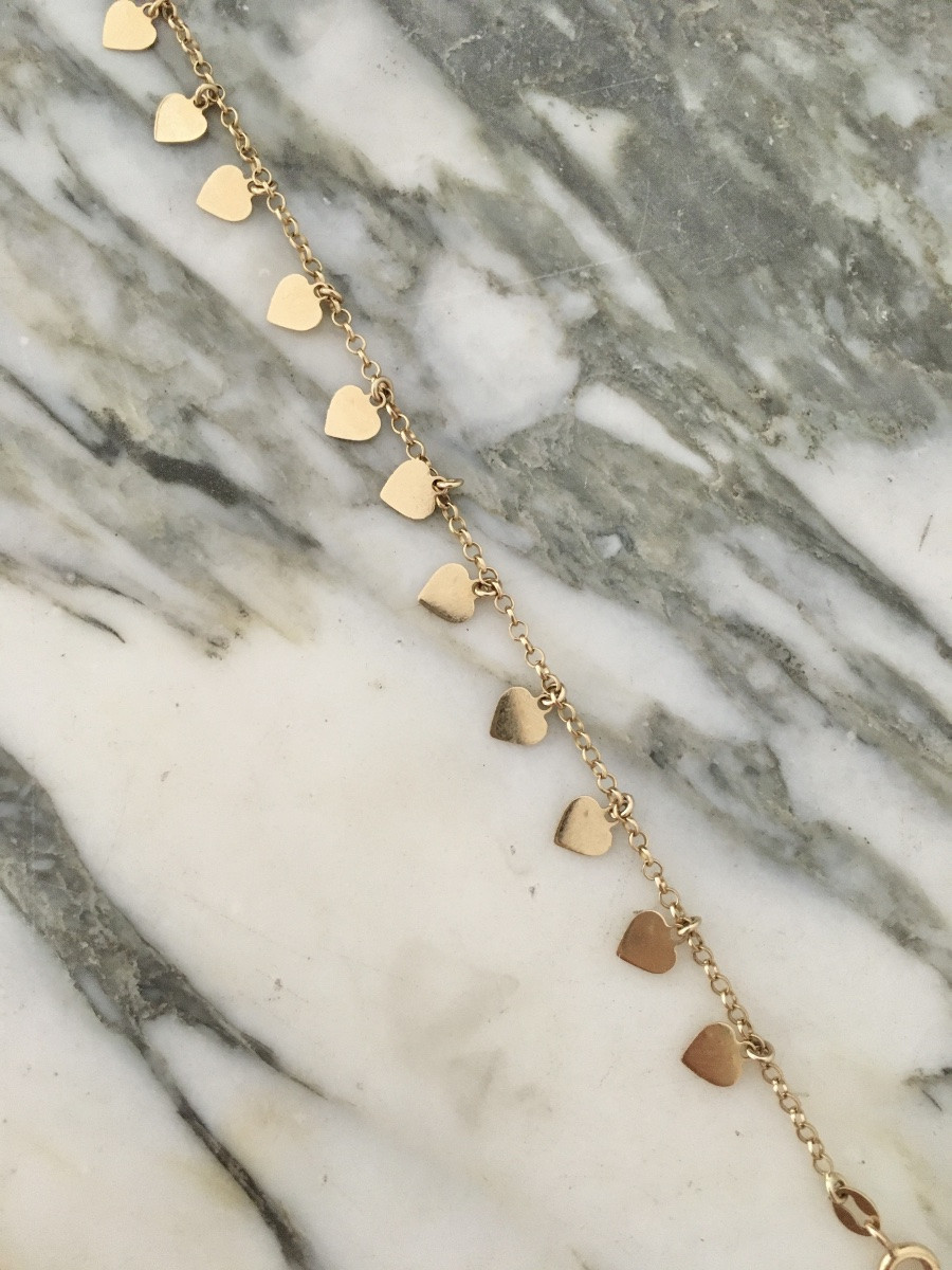 18k Yellow Gold Heart Bracelet -photo-3