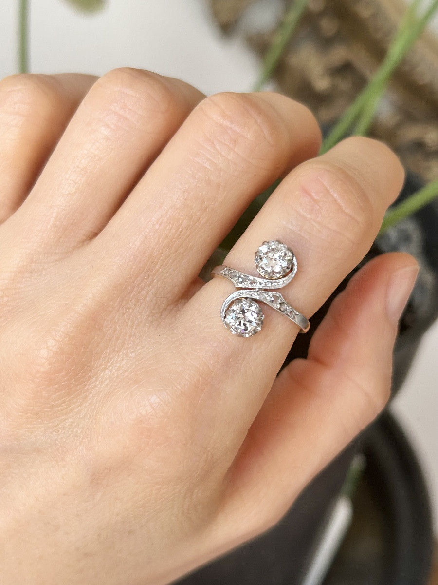 Belle époque Toi Et Moi Ring In 18k Yellow Gold And Diamonds -photo-8