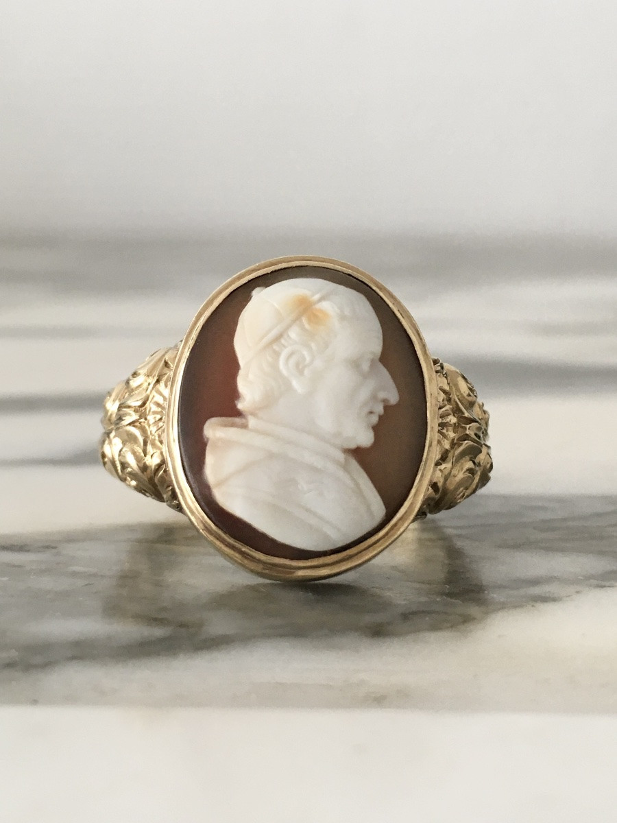 Bague ancienne chevalière en or jaune 18K Pape  Grégoire XVI (1765 - 1846)-photo-3