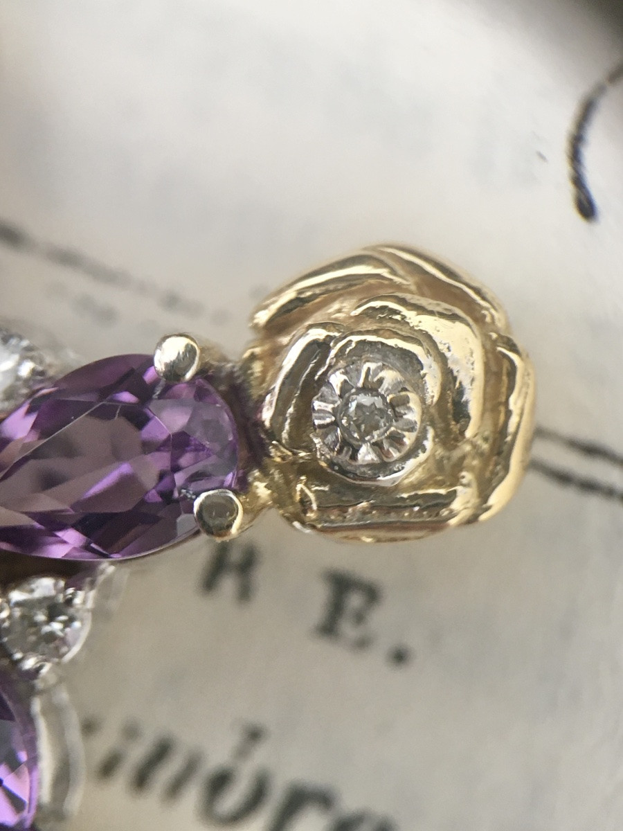 18k Gold Cross With Amethysts And Diamonds -photo-2