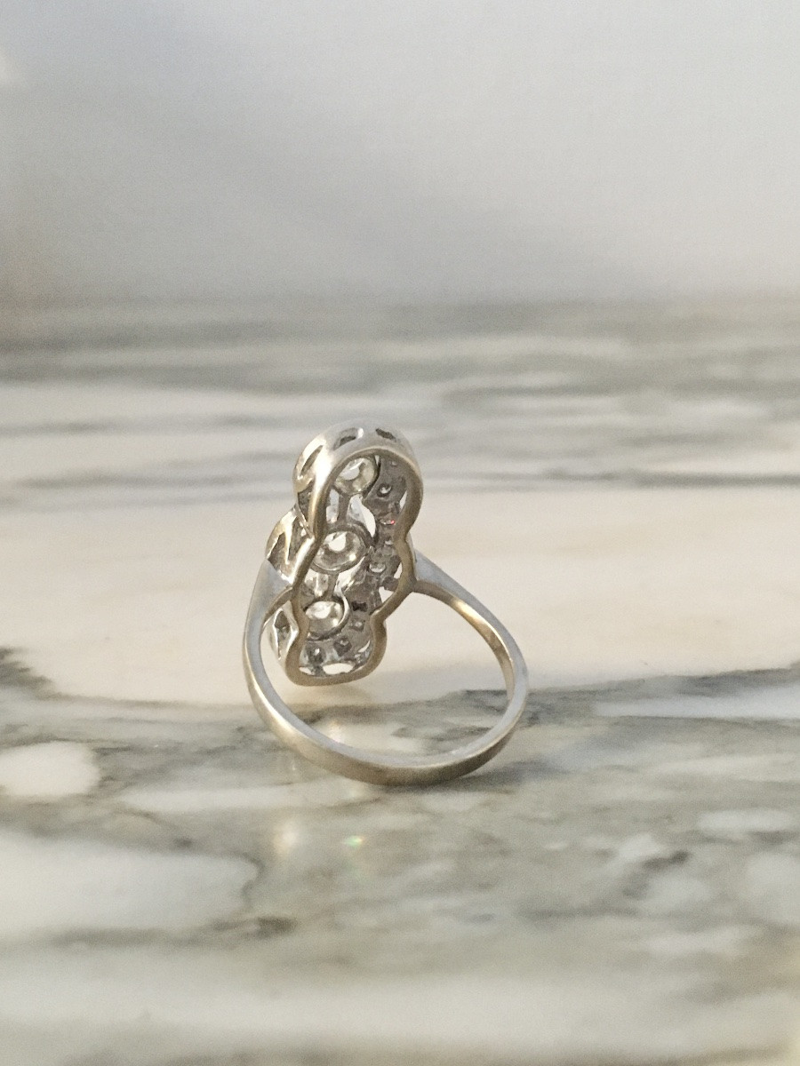 Bague vintage en or blanc 18K et diamants -photo-2