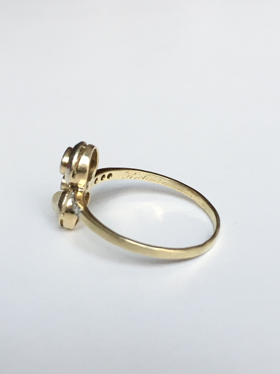 Art-deco Toi Et Moi Ring In 18k Yellow Gold And Platinum Diamonds-photo-1