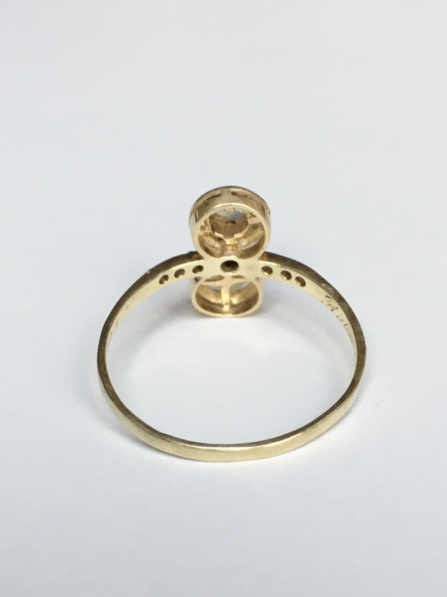 Art-deco Toi Et Moi Ring In 18k Yellow Gold And Platinum Diamonds-photo-2