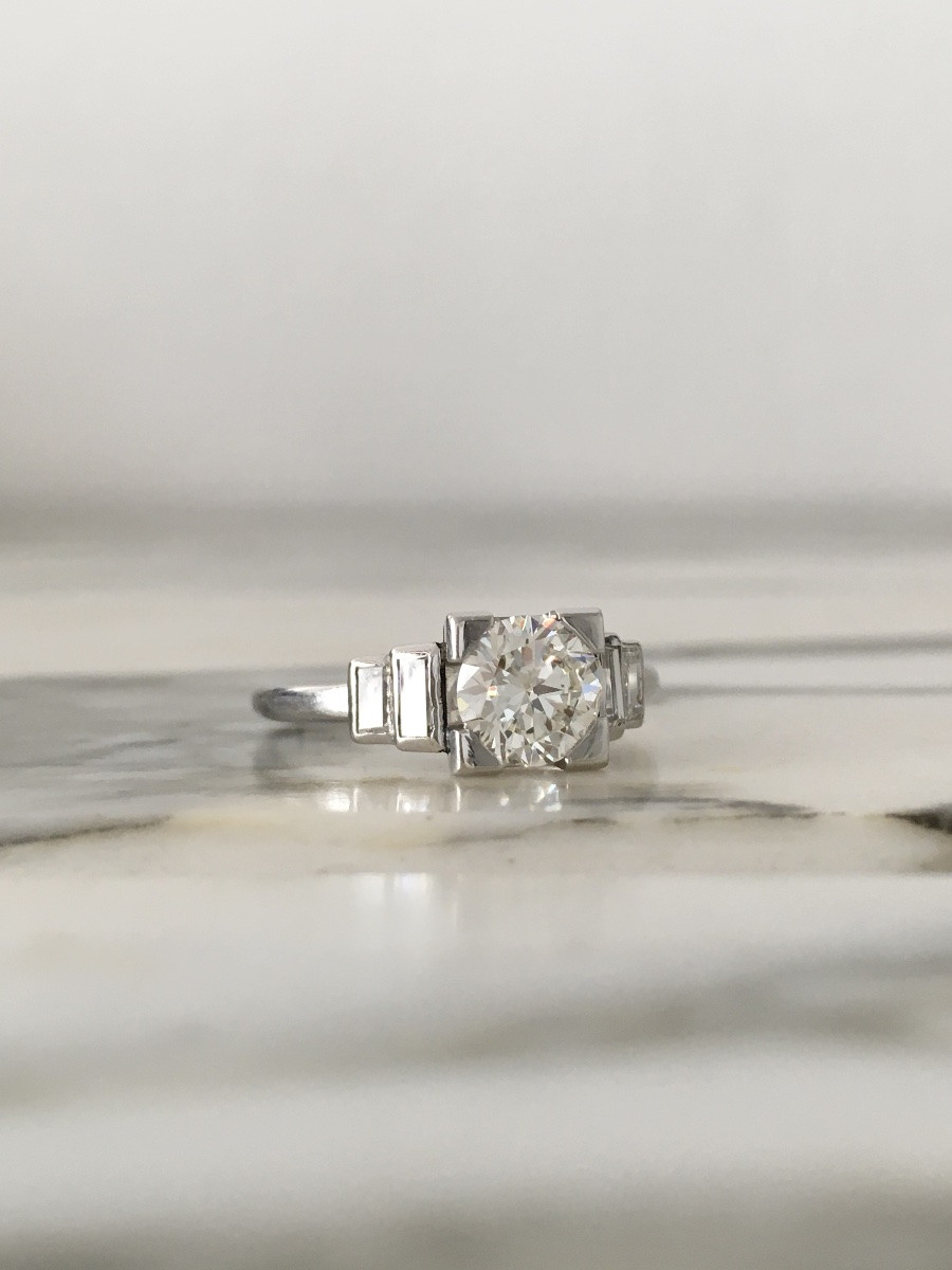 Art Deco Ring In Platinum And Diamonds-photo-4