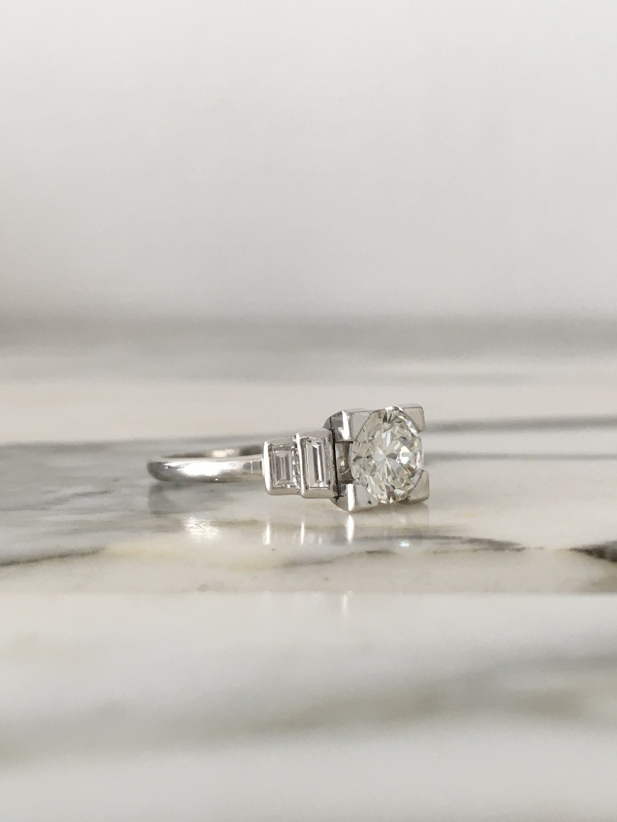 Art Deco Ring In Platinum And Diamonds-photo-1