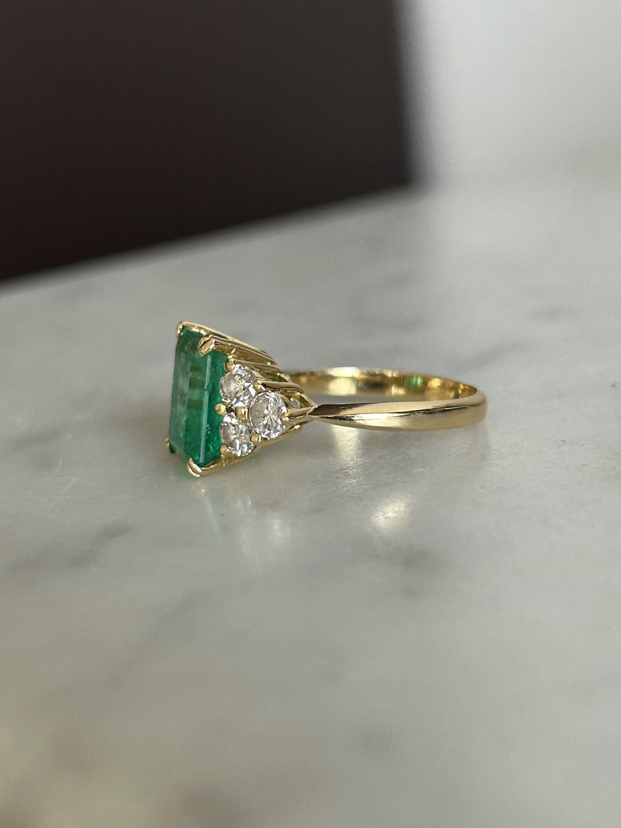 Bague en or 18K  émeraude Colombienne 3,02 ct et diamants -photo-3