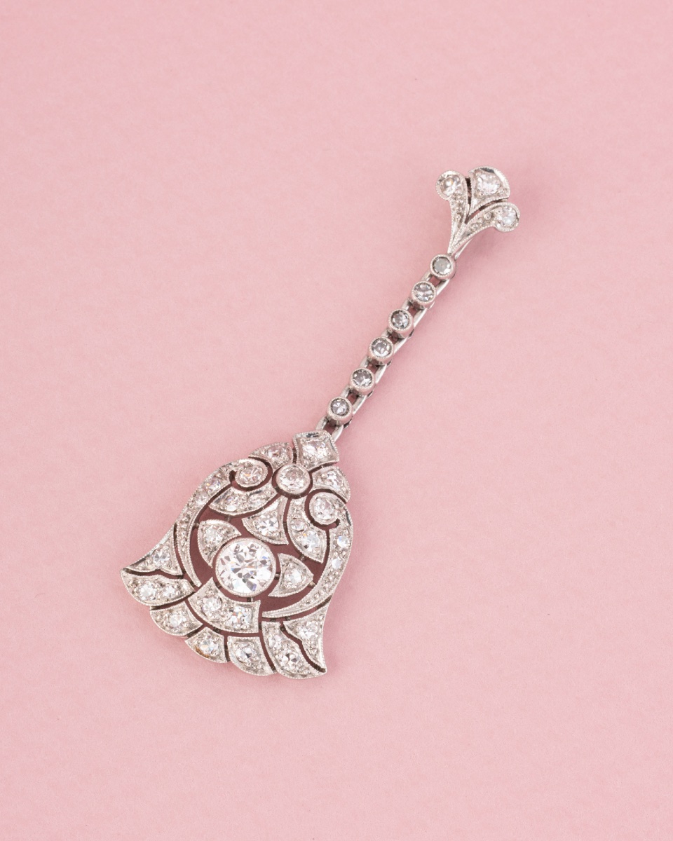 Pendentif Art Déco en platine et diamants -photo-2