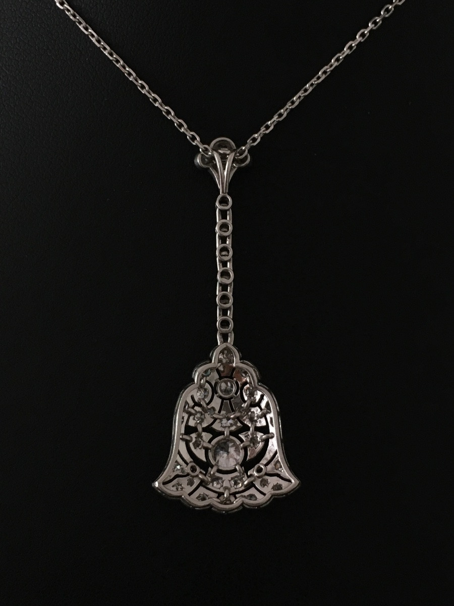 Pendentif Art Déco en platine et diamants -photo-4