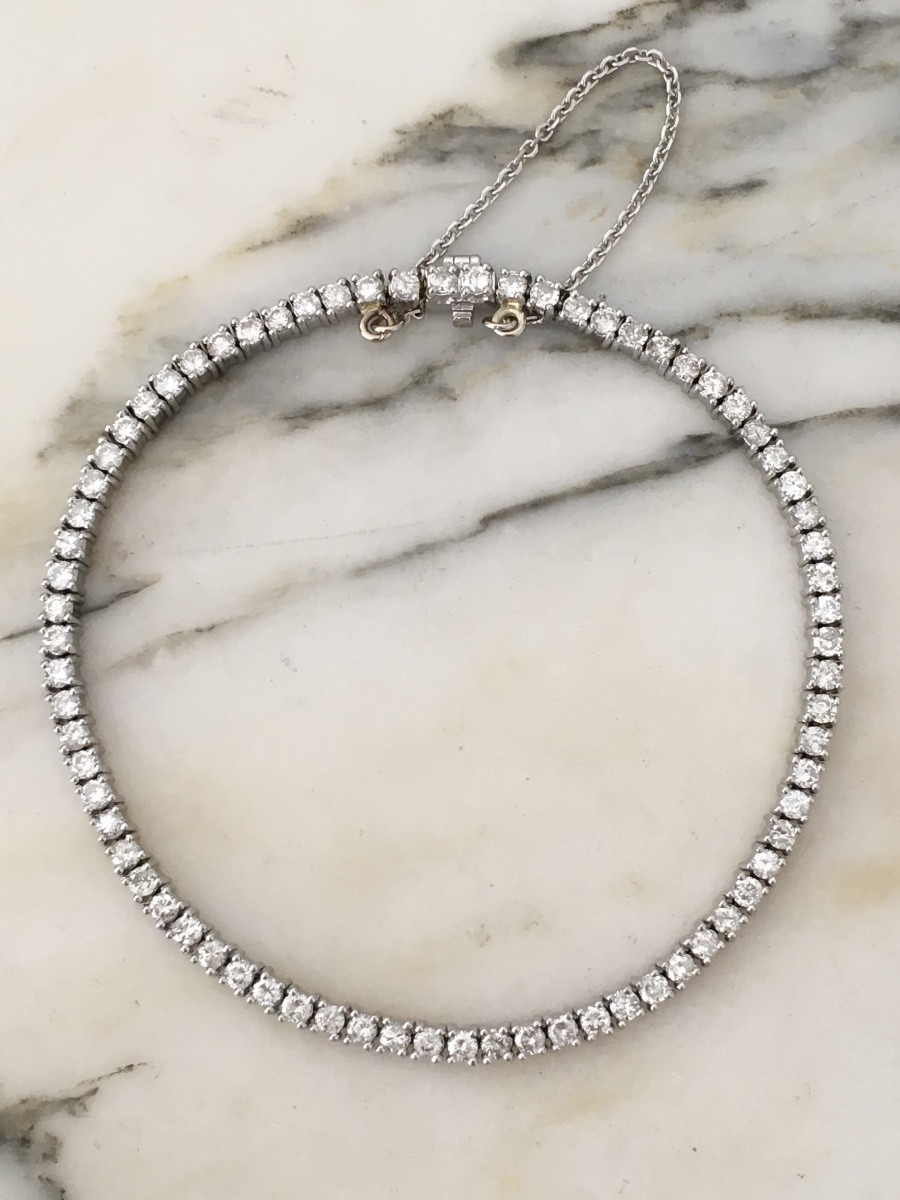 Tennis Bracelet In Platinum And Diamonds 3,14 Ct-photo-2