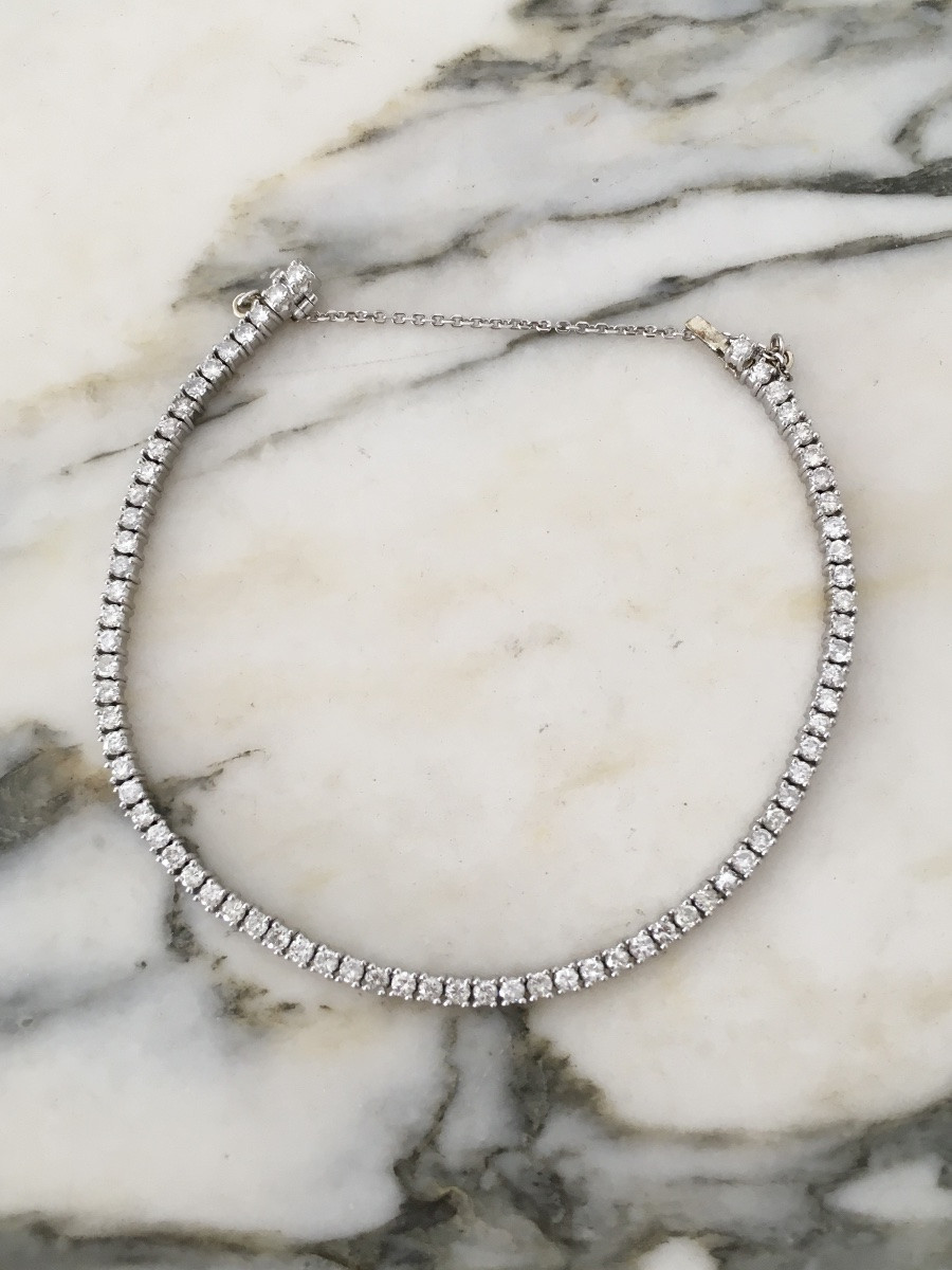 Tennis Bracelet In Platinum And Diamonds 3,14 Ct-photo-3