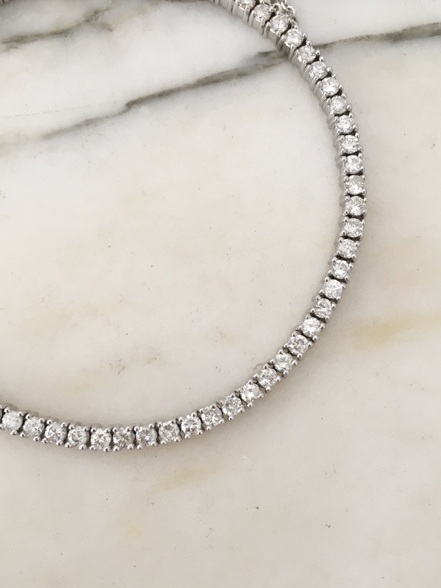 Tennis Bracelet In Platinum And Diamonds 3,14 Ct-photo-1