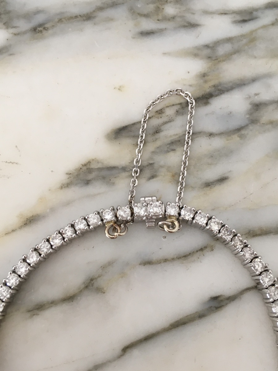 Tennis Bracelet In Platinum And Diamonds 3,14 Ct-photo-2