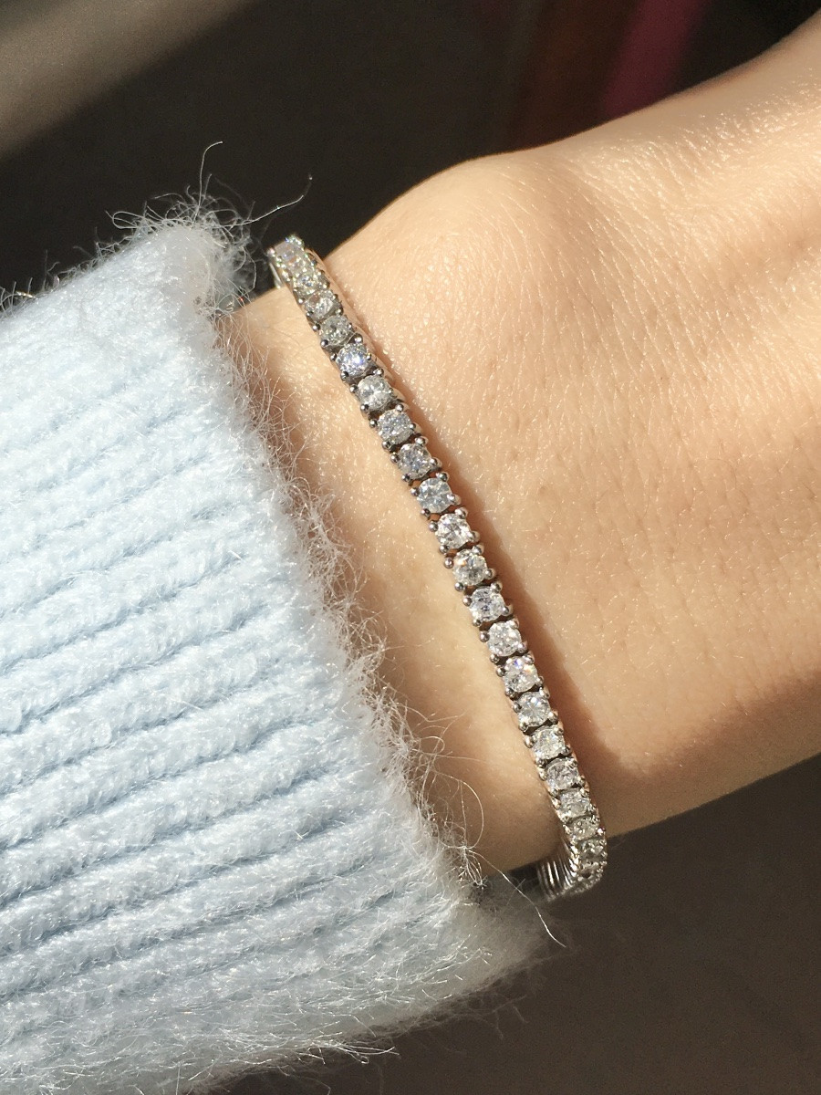 Tennis Bracelet In Platinum And Diamonds 3,14 Ct-photo-6