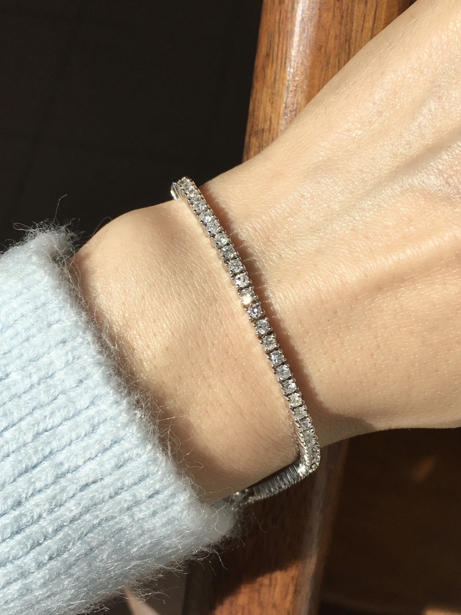 Tennis Bracelet In Platinum And Diamonds 3,14 Ct-photo-8