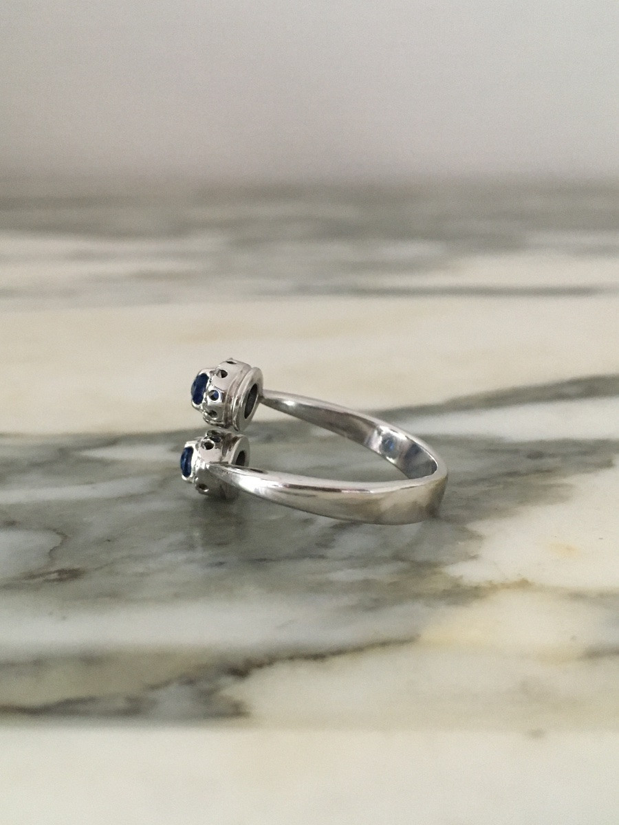 Toi & Moi Ring In 18k White Gold With Sapphires And Diamonds-photo-1