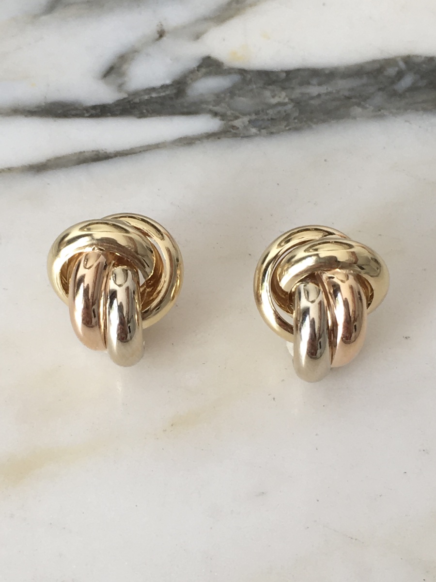 Boucles d'oreilles nœud en or 18K -photo-2