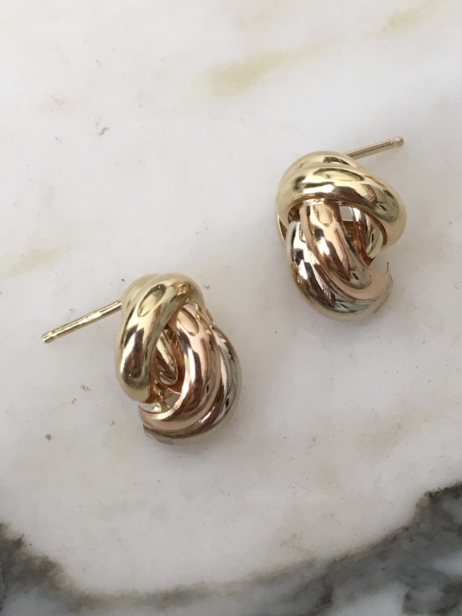 Boucles d'oreilles nœud en or 18K -photo-3