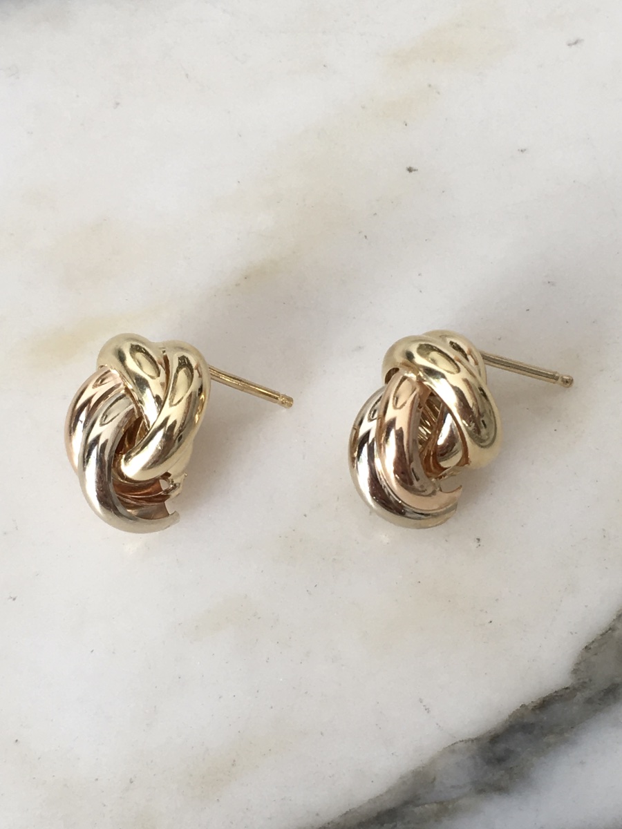 Boucles d'oreilles nœud en or 18K -photo-4