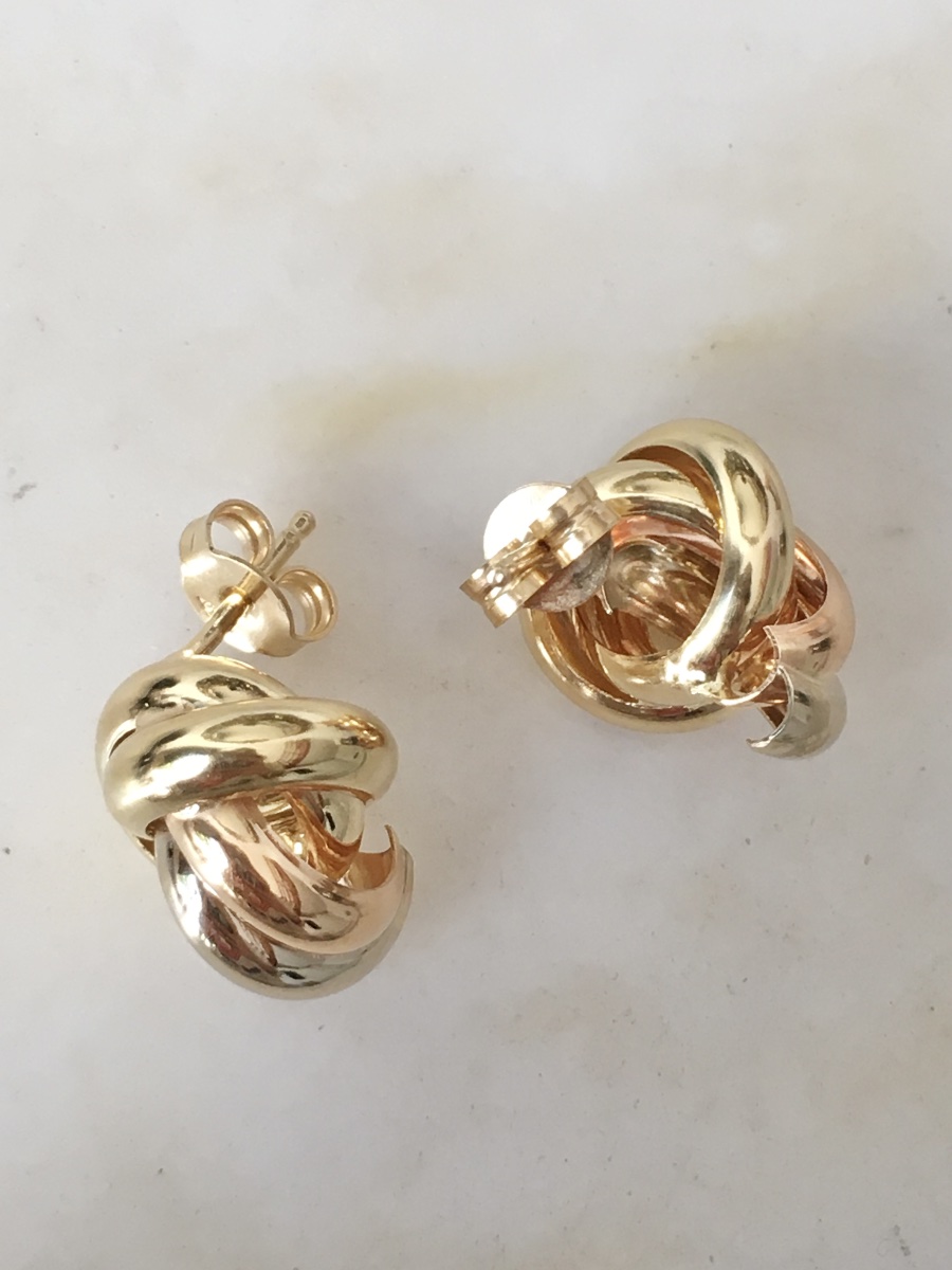 Boucles d'oreilles nœud en or 18K -photo-2