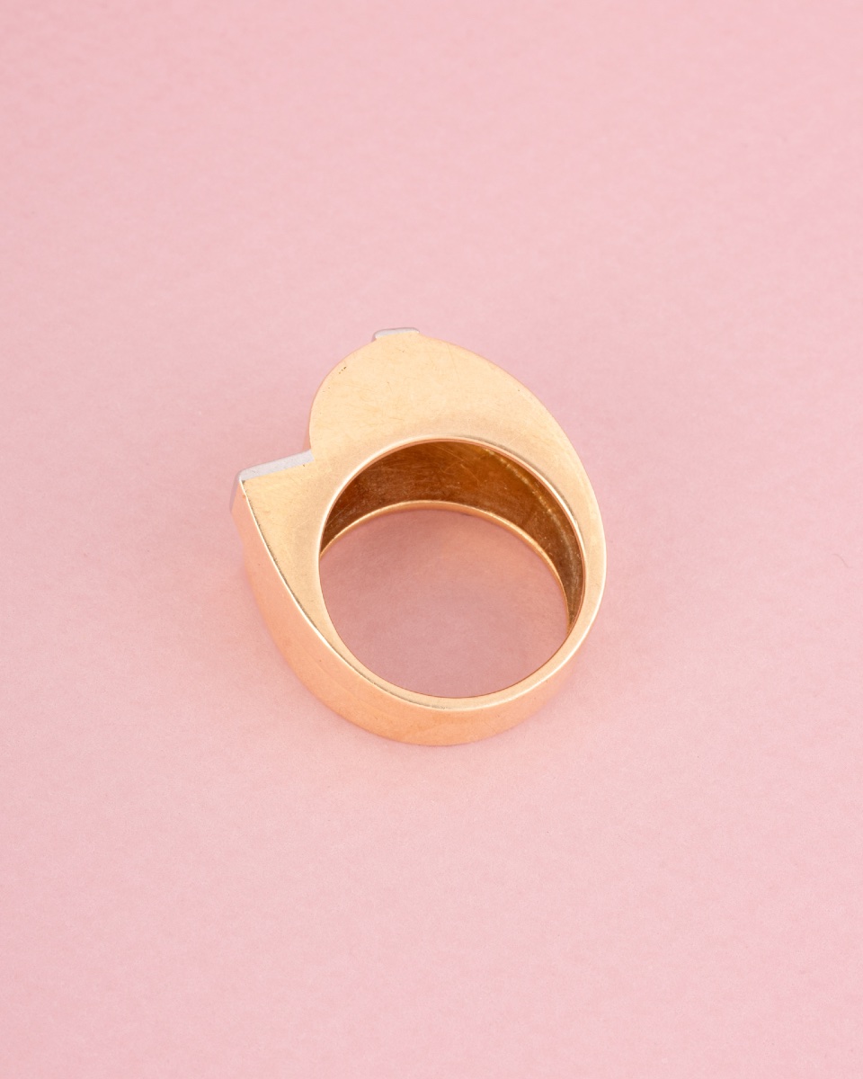 Bague Tank en or jaune 18K et diamants -photo-2