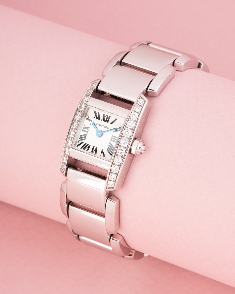 Montre Cartier TANKISSIME PETIT MODÈLE en or gris 18K et diamants -photo-2