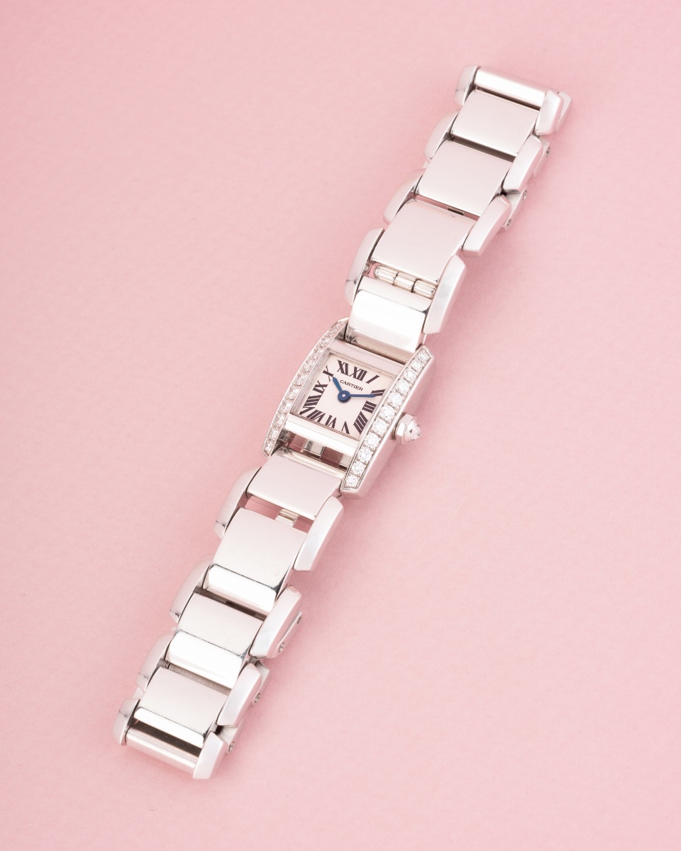 Montre Cartier TANKISSIME PETIT MODÈLE en or gris 18K et diamants -photo-4