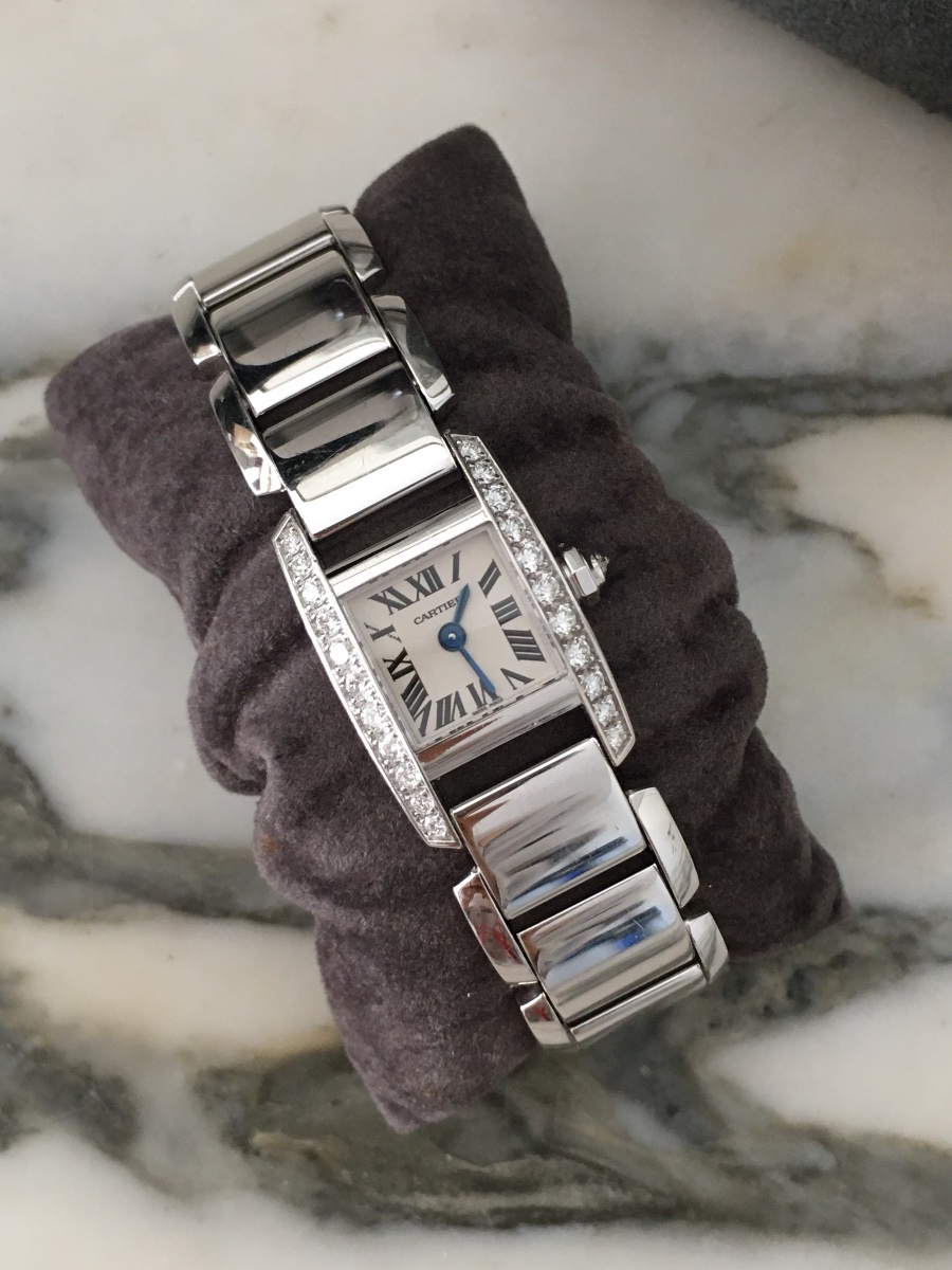 Montre Cartier TANKISSIME PETIT MODÈLE en or gris 18K et diamants -photo-2