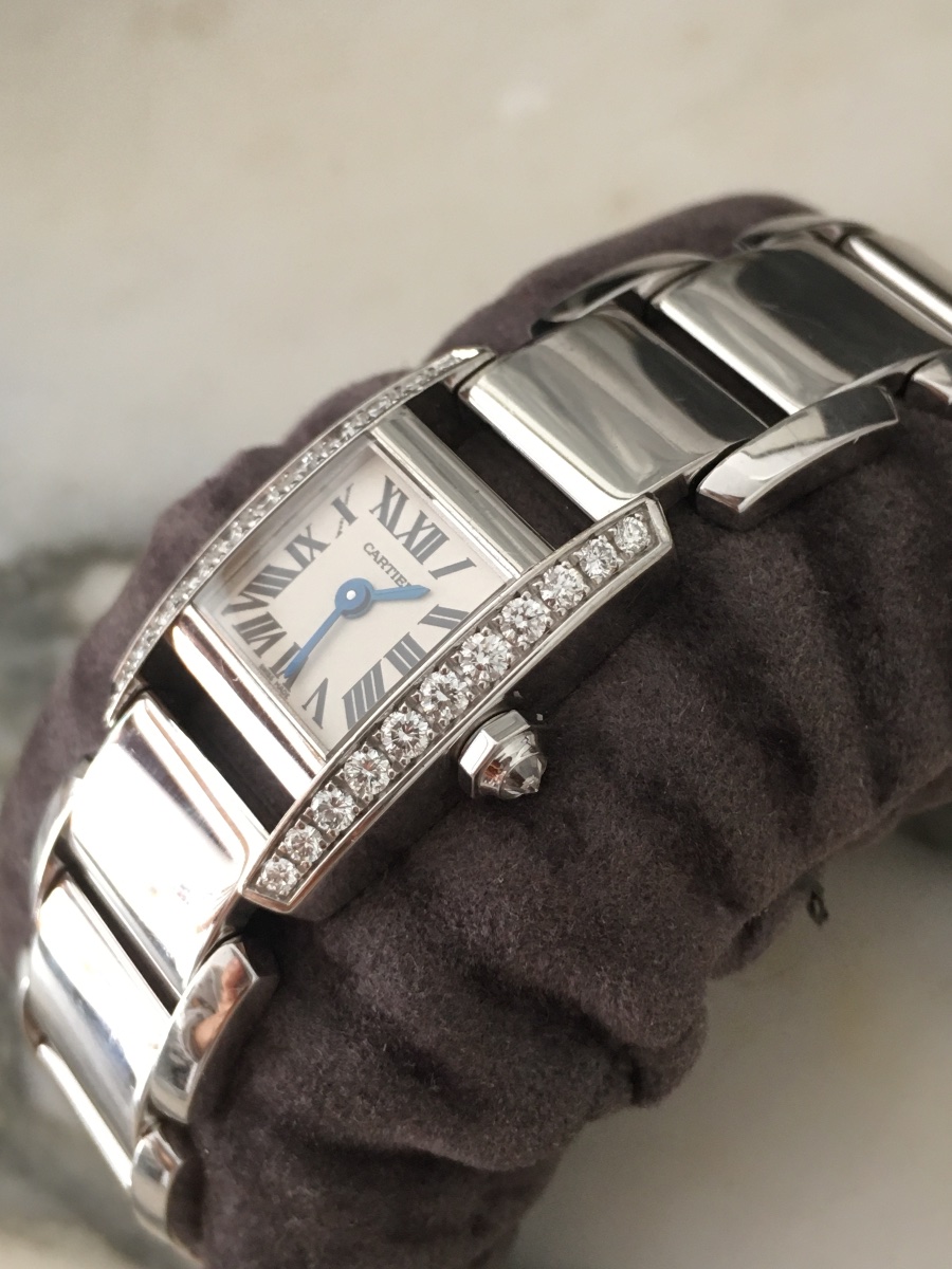 Montre Cartier TANKISSIME PETIT MODÈLE en or gris 18K et diamants -photo-3