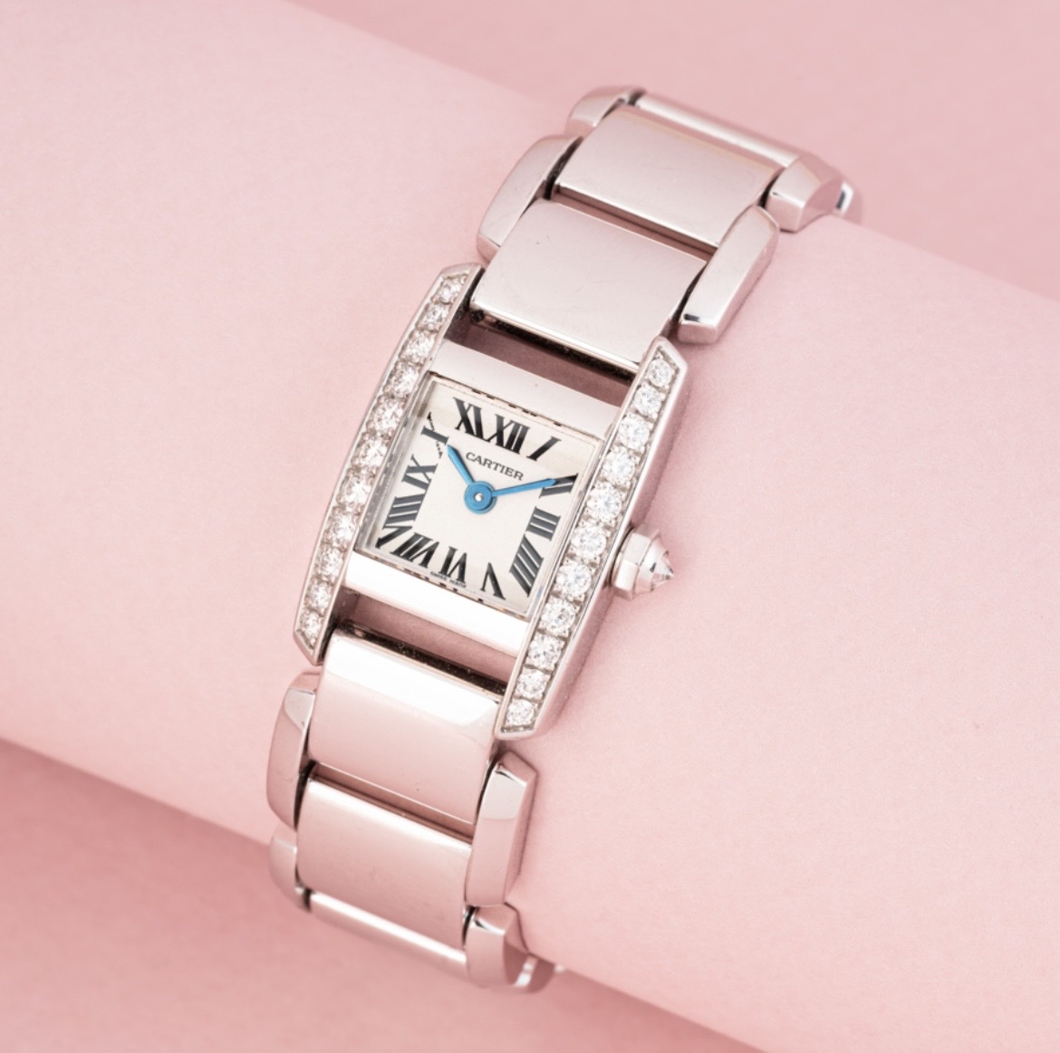 Montre Cartier TANKISSIME PETIT MODÈLE en or gris 18K et diamants 