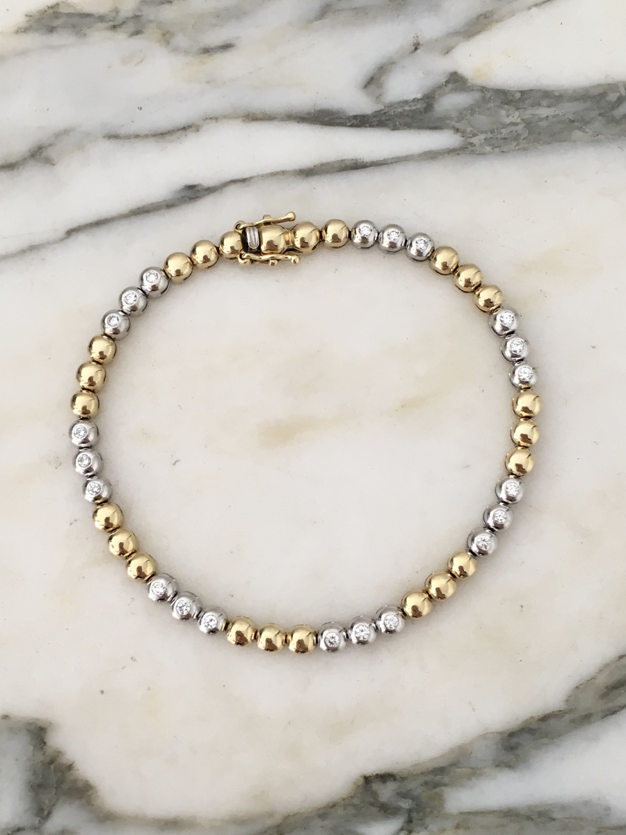 Bracelet en or jaune et blanc 18K diamants -photo-2