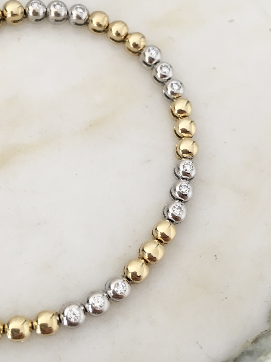Bracelet en or jaune et blanc 18K diamants -photo-3