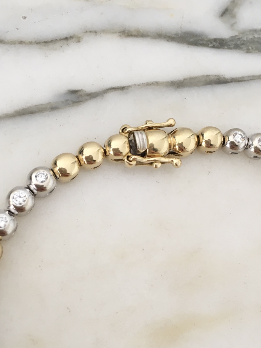 Bracelet en or jaune et blanc 18K diamants -photo-4