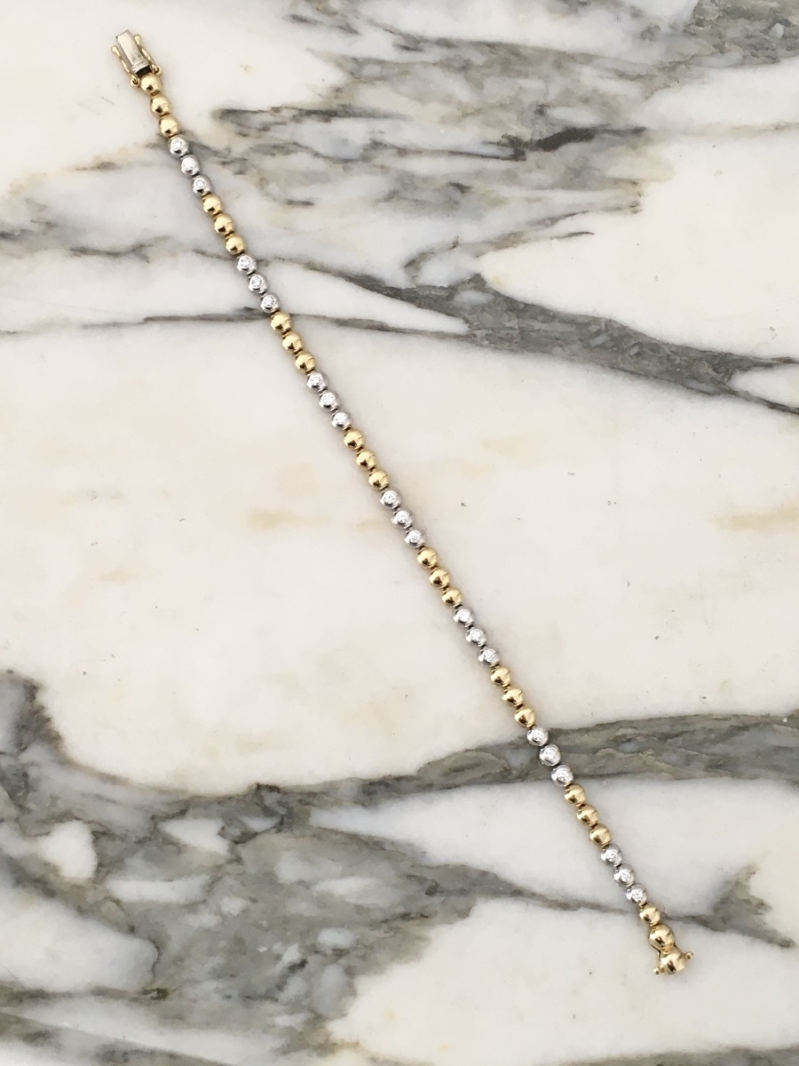 Bracelet en or jaune et blanc 18K diamants -photo-1