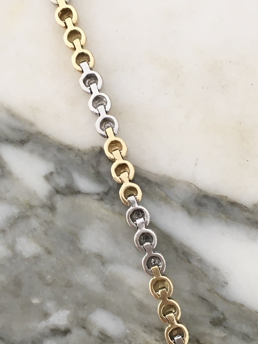 Bracelet en or jaune et blanc 18K diamants -photo-2